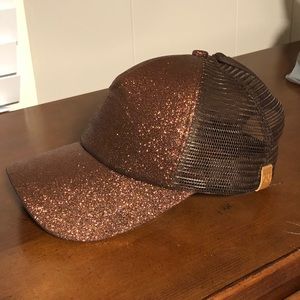 CC Brand glitter hat with ponytail holes